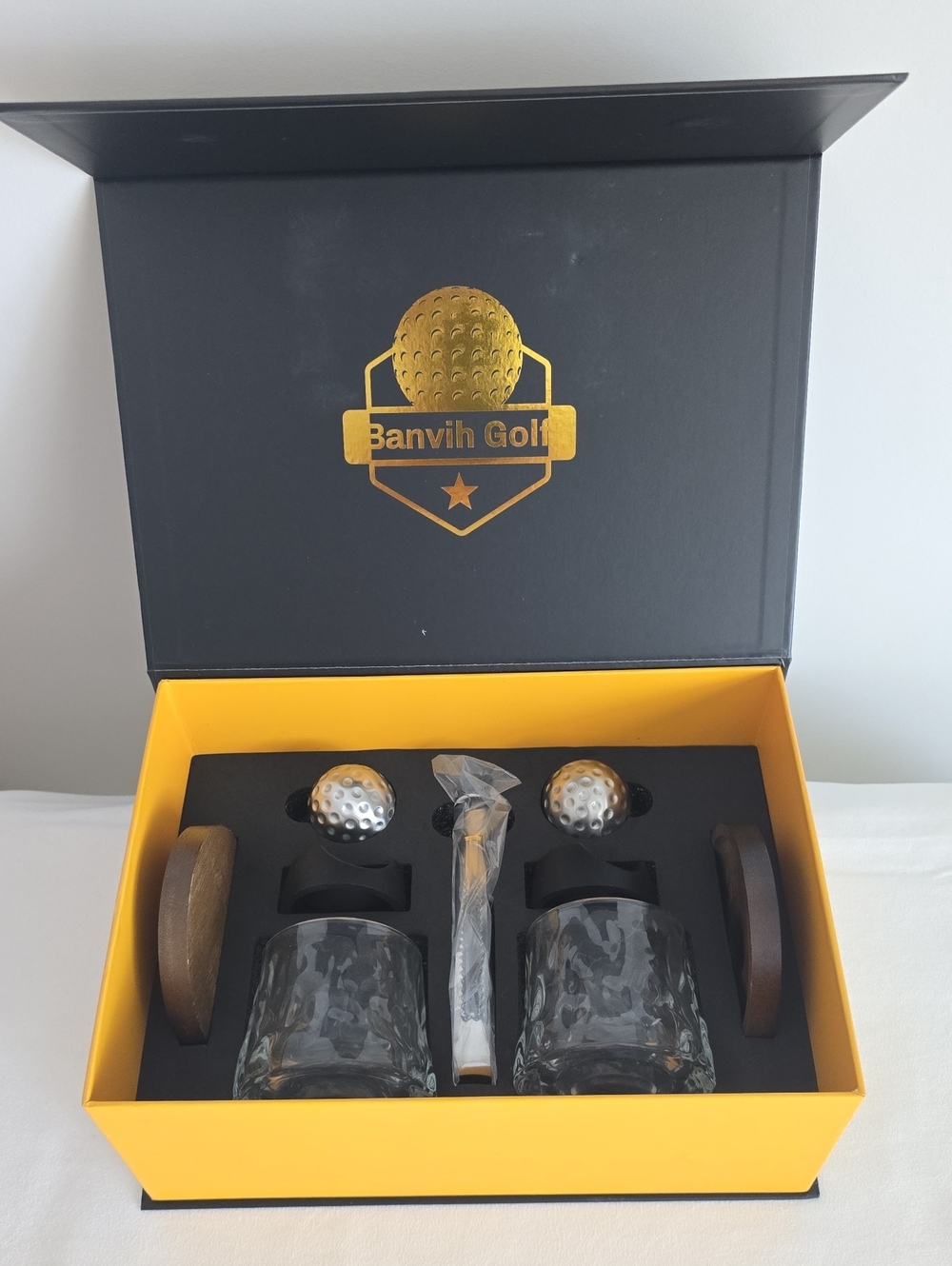 Black & Yellow Whiskey Gift Set for Men. NEW